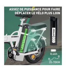 Bicicleta Eléctrica Plegable HITWAY 16 Pulgadas 36V 8.4Ah Autonomía 35-70 km
